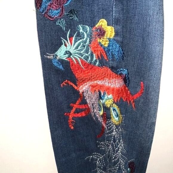 Free People Embroidered Skinny Fit Jeans 28 Blue Cotton Blend Womens Stylish Cas - Picture 10 of 15